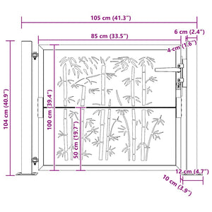 vidaXL Garden Gate 100x100 cm Corten Steel Bamboo Design