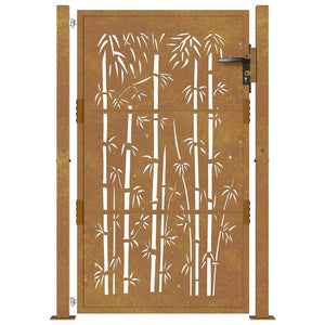 vidaXL Garden Gate 100x125 cm Corten Steel Bamboo Design