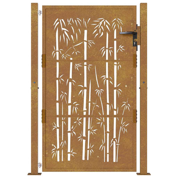 vidaXL Garden Gate 100x125 cm Corten Steel Bamboo Design