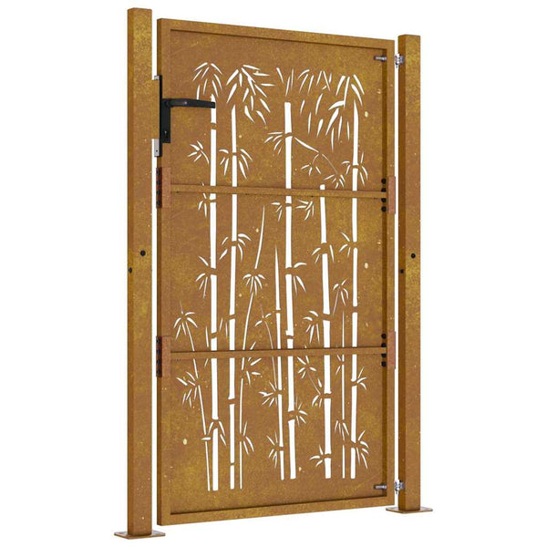 vidaXL Garden Gate 100x125 cm Corten Steel Bamboo Design