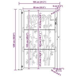 vidaXL Garden Gate 100x125 cm Corten Steel Bamboo Design