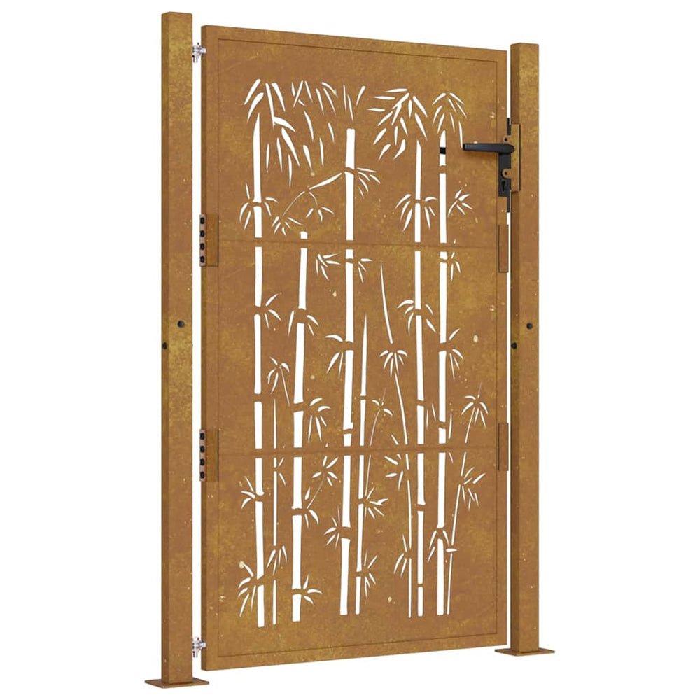 vidaXL Garden Gate 100x150 cm Corten Steel Bamboo Design