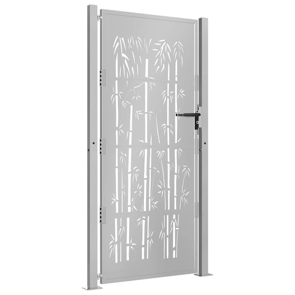 vidaXL Garden Gate 100x200 cm Corten Steel Bamboo Design