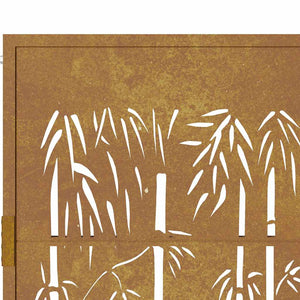 vidaXL Garden Gate 100x200 cm Corten Steel Bamboo Design