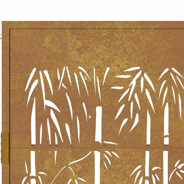 vidaXL Garden Gate 100x200 cm Corten Steel Bamboo Design