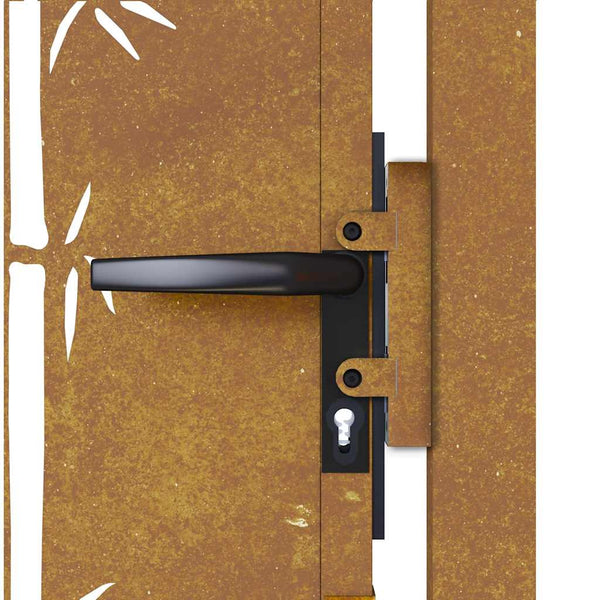 vidaXL Garden Gate 100x200 cm Corten Steel Bamboo Design
