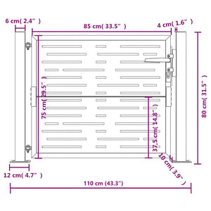 vidaXL Garden Gate Anthracite 100x75 cm Steel Square Design