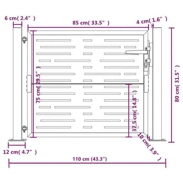 vidaXL Garden Gate Anthracite 100x75 cm Steel Square Design
