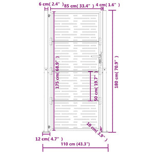 vidaXL Garden Gate Anthracite 100x175 cm Steel Square Design