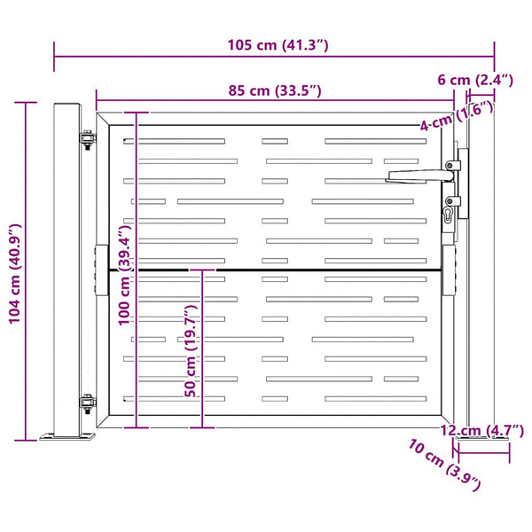 vidaXL Garden Gate 100x100 cm Corten Steel Square Design