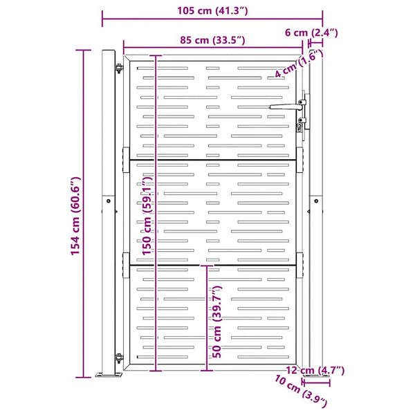 vidaXL Garden Gate 100x150 cm Corten Steel Square Design