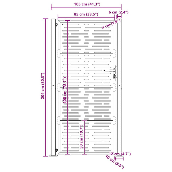 vidaXL Garden Gate 100x200 cm Corten Steel Square Design