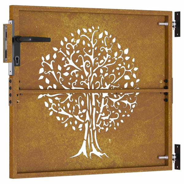 vidaXL Garden Gate 85x100 cm Corten Steel Tree Design