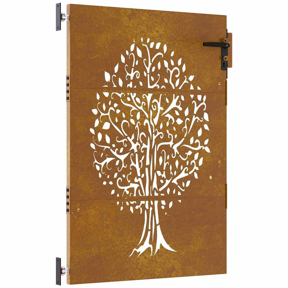 vidaXL Garden Gate 85x125 cm Corten Steel Tree Design