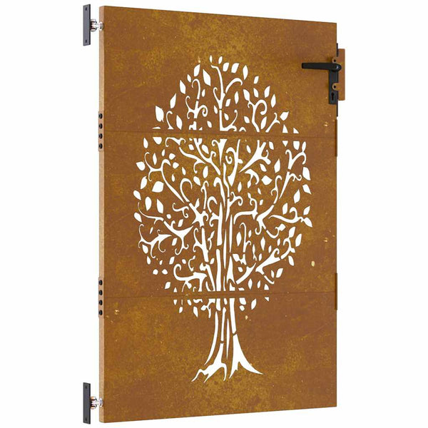 vidaXL Garden Gate 85x125 cm Corten Steel Tree Design