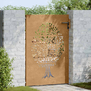 vidaXL Garden Gate 85x125 cm Corten Steel Tree Design