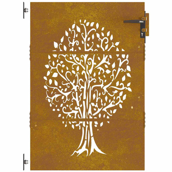 vidaXL Garden Gate 85x125 cm Corten Steel Tree Design