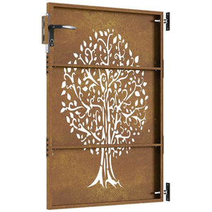 vidaXL Garden Gate 85x125 cm Corten Steel Tree Design