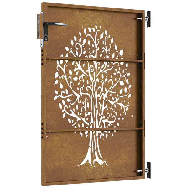 vidaXL Garden Gate 85x125 cm Corten Steel Tree Design
