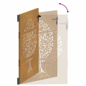 vidaXL Garden Gate 85x125 cm Corten Steel Tree Design