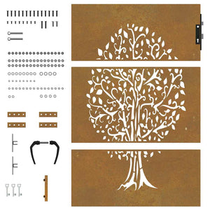 vidaXL Garden Gate 85x125 cm Corten Steel Tree Design