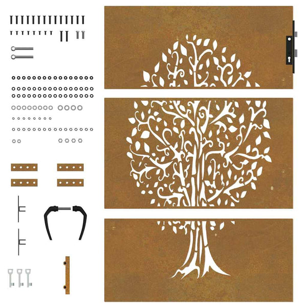 vidaXL Garden Gate 85x125 cm Corten Steel Tree Design
