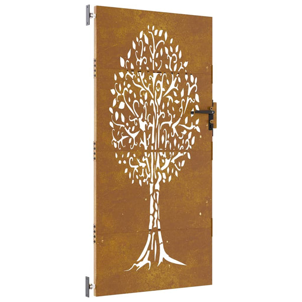 vidaXL Garden Gate 85x175 cm Corten Steel Tree Design
