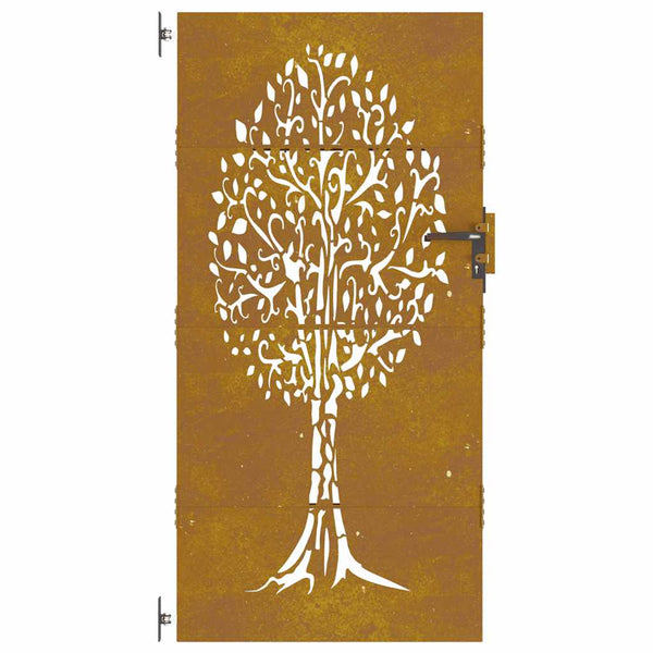 vidaXL Garden Gate 85x175 cm Corten Steel Tree Design