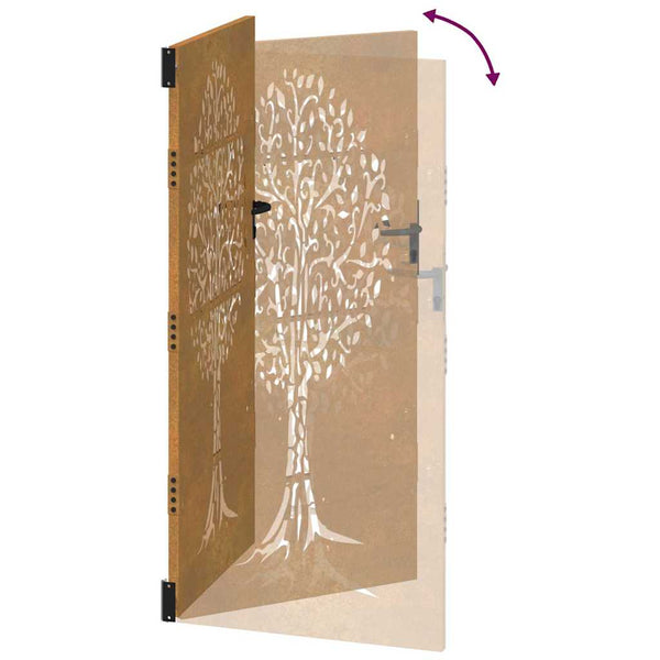 vidaXL Garden Gate 85x175 cm Corten Steel Tree Design