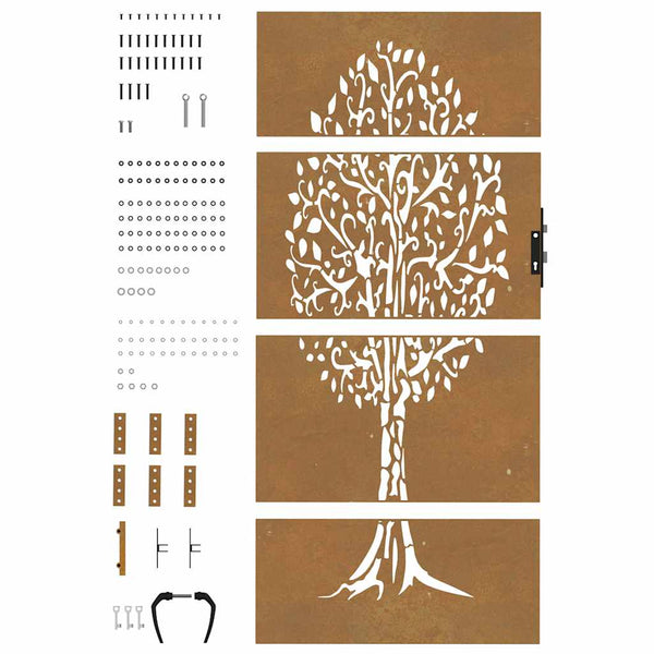 vidaXL Garden Gate 85x175 cm Corten Steel Tree Design