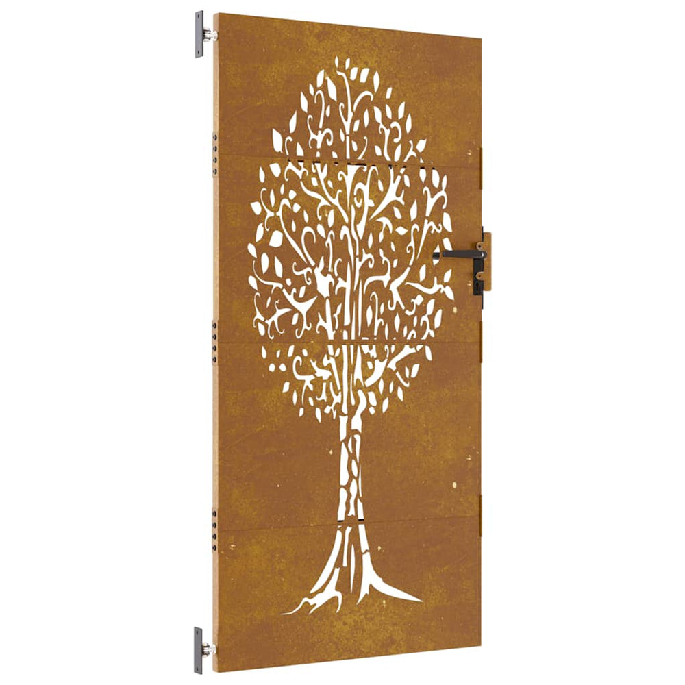 vidaXL Garden Gate 85x200 cm Corten Steel Tree Design