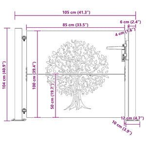 vidaXL Garden Gate 100x100 cm Corten Steel Tree Design