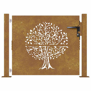 vidaXL Garden Gate 100x100 cm Corten Steel Tree Design