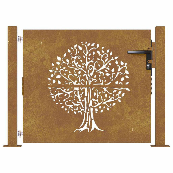 vidaXL Garden Gate 100x100 cm Corten Steel Tree Design