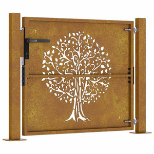vidaXL Garden Gate 100x100 cm Corten Steel Tree Design