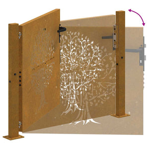 vidaXL Garden Gate 100x100 cm Corten Steel Tree Design