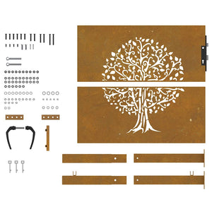 vidaXL Garden Gate 100x100 cm Corten Steel Tree Design