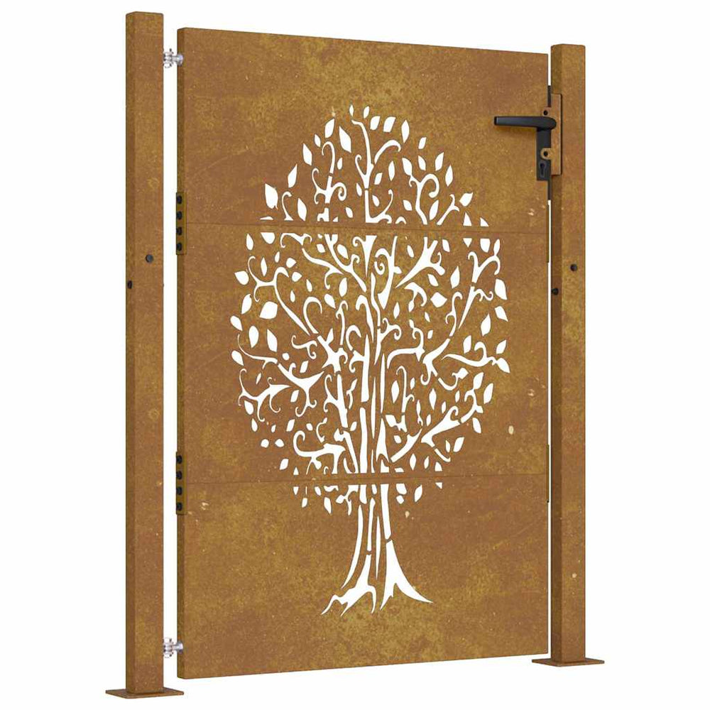 vidaXL Garden Gate 100x150 cm Corten Steel Tree Design