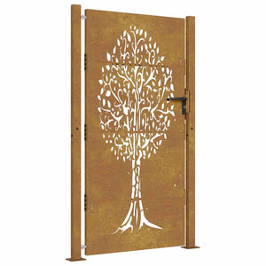 vidaXL Garden Gate 100x175 cm Corten Steel Tree Design