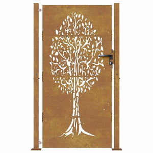 vidaXL Garden Gate 100x175 cm Corten Steel Tree Design