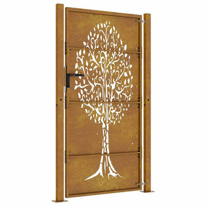 vidaXL Garden Gate 100x175 cm Corten Steel Tree Design