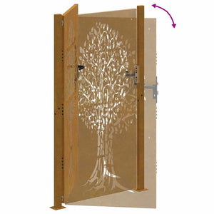 vidaXL Garden Gate 100x175 cm Corten Steel Tree Design