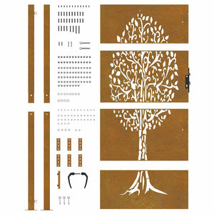 vidaXL Garden Gate 100x175 cm Corten Steel Tree Design