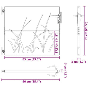 vidaXL Garden Gate 85x75 cm Corten Steel Grass Design