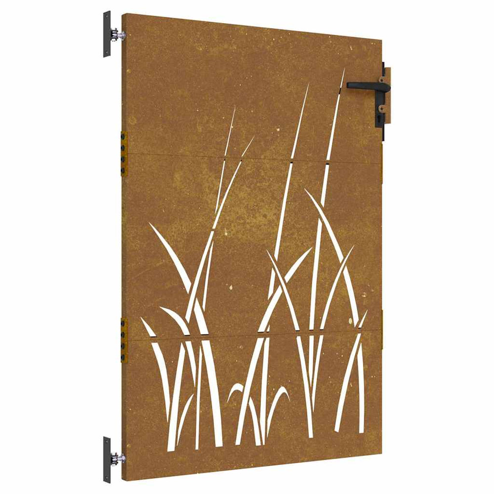 vidaXL Garden Gate 85x125 cm Corten Steel Grass Design