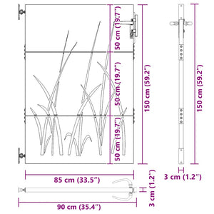 vidaXL Garden Gate 85x150 cm Corten Steel Grass Design
