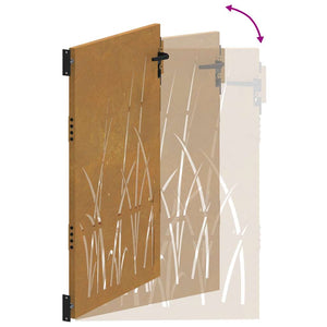 vidaXL Garden Gate 85x150 cm Corten Steel Grass Design