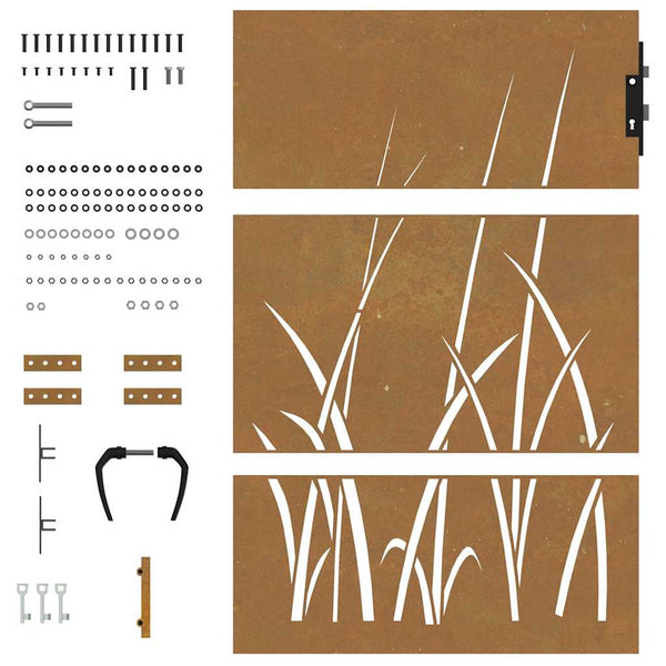 vidaXL Garden Gate 85x150 cm Corten Steel Grass Design