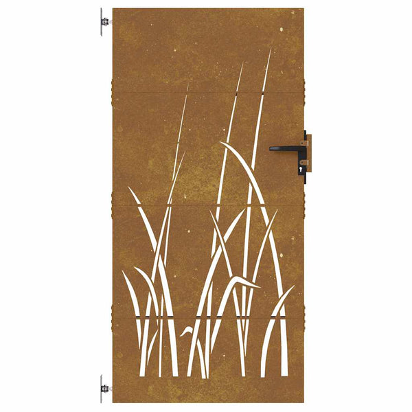 vidaXL Garden Gate 85x175 cm Corten Steel Grass Design