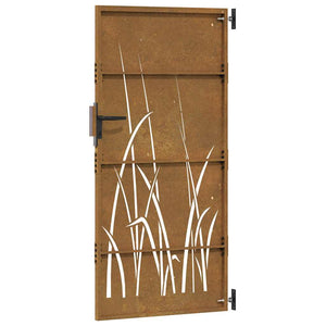vidaXL Garden Gate 85x175 cm Corten Steel Grass Design